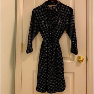 Navy blue/white polkadot, shirt waist, Tommy Hilfiger dress, Size L
